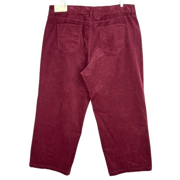 Liz Claiborne Women Wide-Leg High-Rise Stretch Burgundy Velvet Pants Sz 24W NWT - Picture 2 of 11